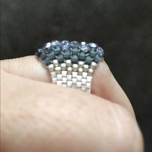 Hand beaded dome ring